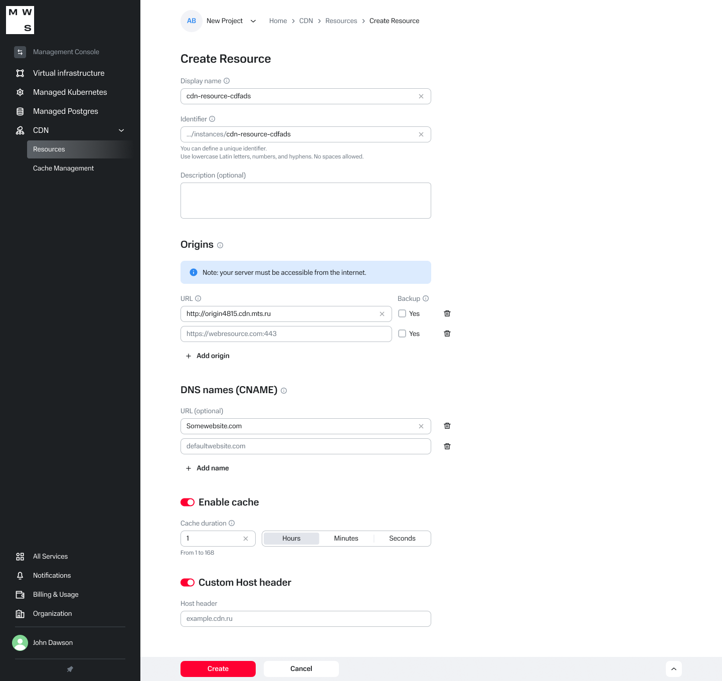 Resource creation flow